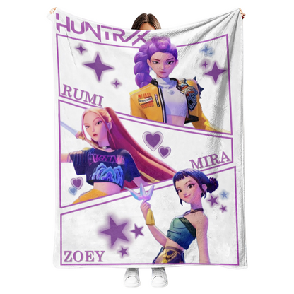 New K-pop Demon Hunters Plush Throw Blanket Flannel Nap Blanket for Sofa or Bed