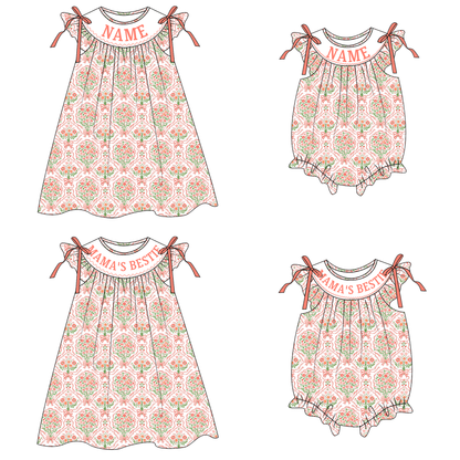 MAMA'S BESTIE Custom Name Smocked Embroidered Floral Collection