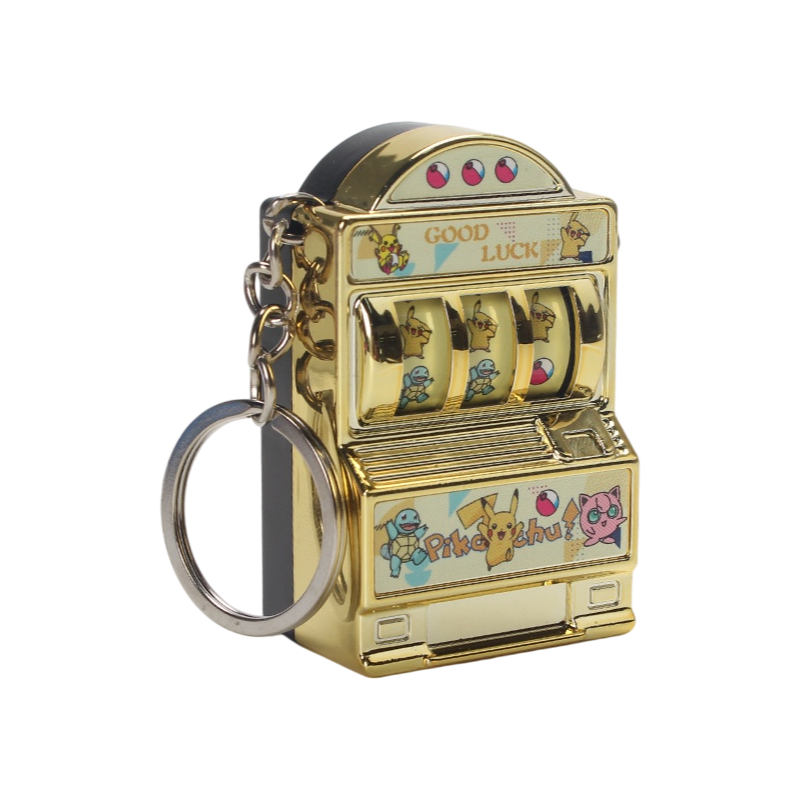 Retro Electroplated Slot Machine Keychain Fidget – Lucky Jackpot Fruit Game Toy