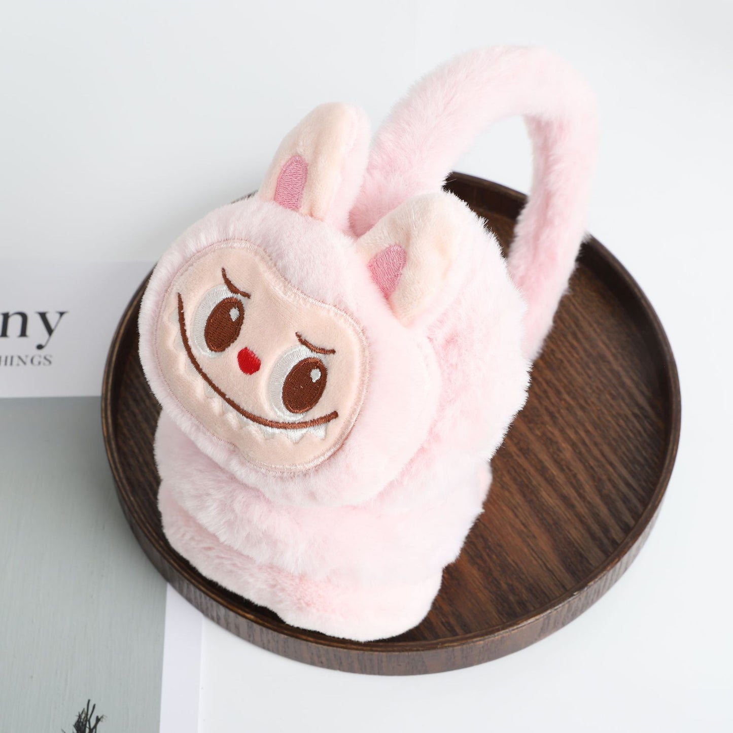 Winter Labubu Tie Dyed Fuzzy Ear Muffs Warm Plush Earmuffs  Cozy Frost-Proof Ear Warmers