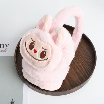 Winter Labubu Tie Dyed Fuzzy Ear Muffs Warm Plush Earmuffs  Cozy Frost-Proof Ear Warmers