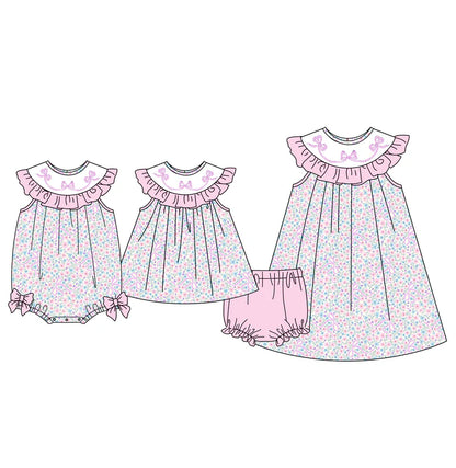 Sweet Blooms for Little Ones – Pink Bow Smocked Lavender Pink Floral Set