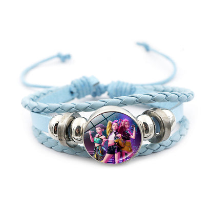 K-POP Demon Hunters & Gaza Boy Group Bracelet Adjustable Braided Leather Fan Jewelry Available in 3 Colors