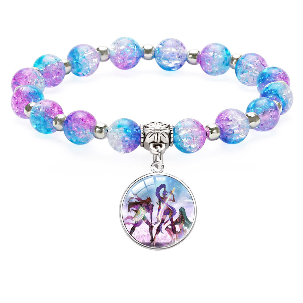 New Design K-Pop Demon Hunters Beaded Charm Bracelet with Gemstone Ice-Cracked Style