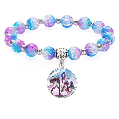 New Design K-Pop Demon Hunters Beaded Charm Bracelet with Gemstone Ice-Cracked Style