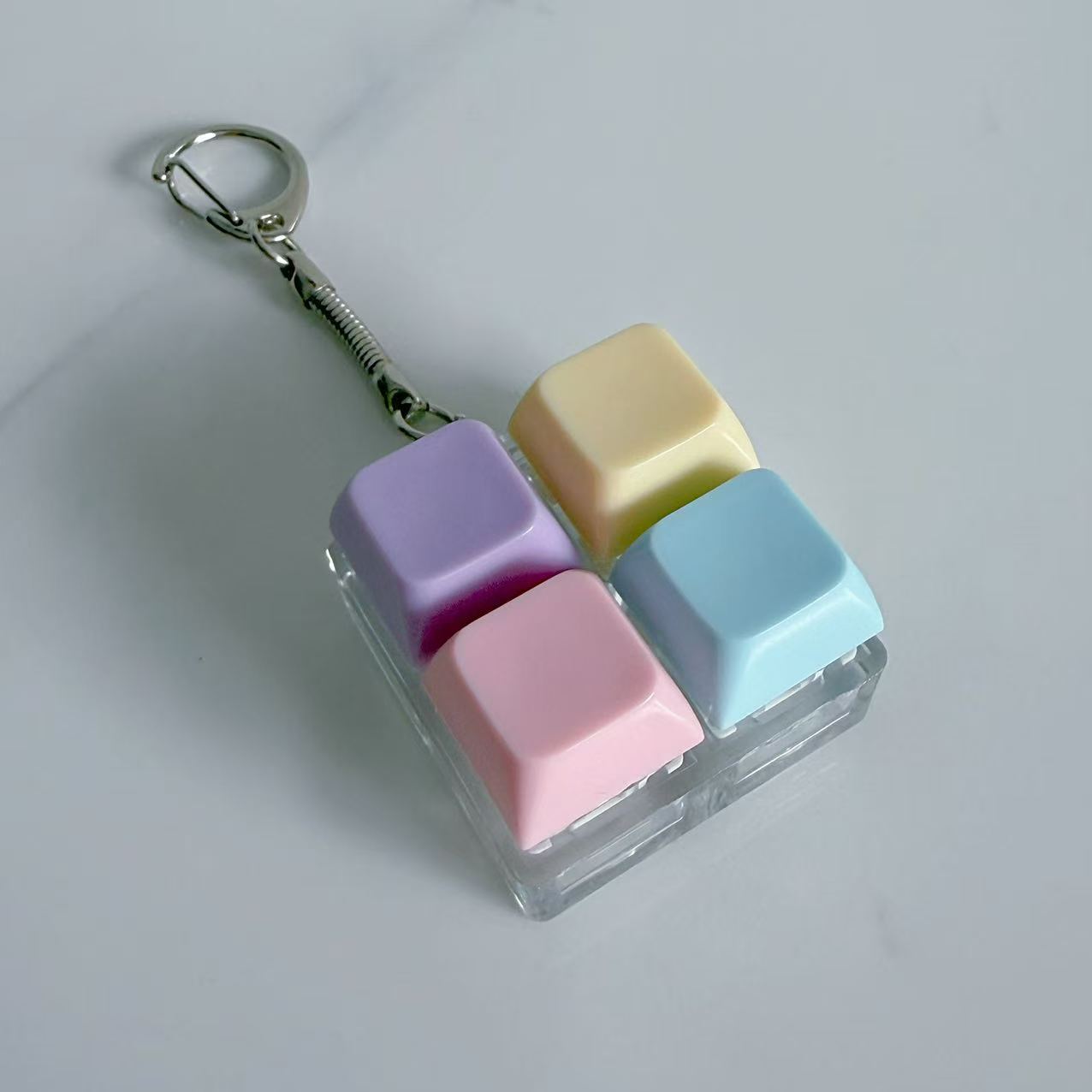 Pastel Colors Finger Press Button Cube Squishy Keyboard Keychain Stress Relief Toy