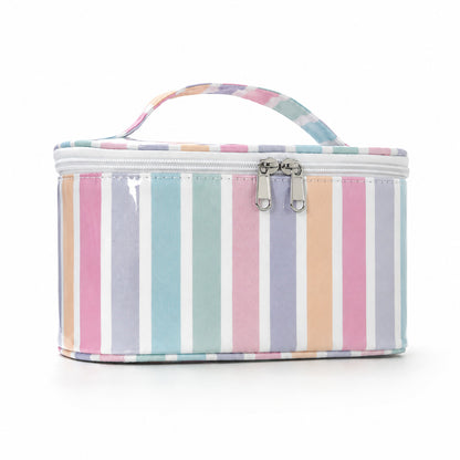 PVC Striped Waterproof Clear Cosmetic Bag Makeup Travel Toiletry Organizer Carry Pouch