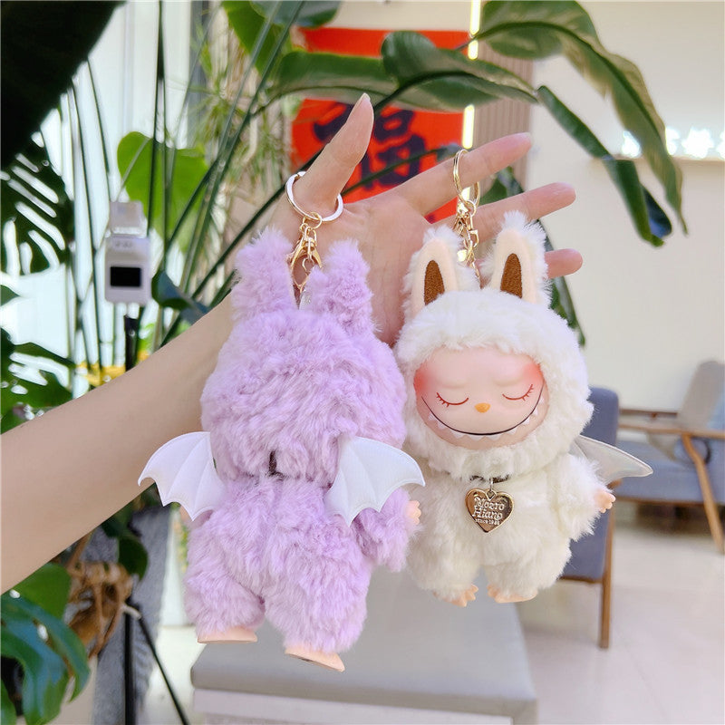 Labubu Soft Vinyl Plush Doll Keychain with Wings – Cute Mini Pendant Toy Necklace Charm
