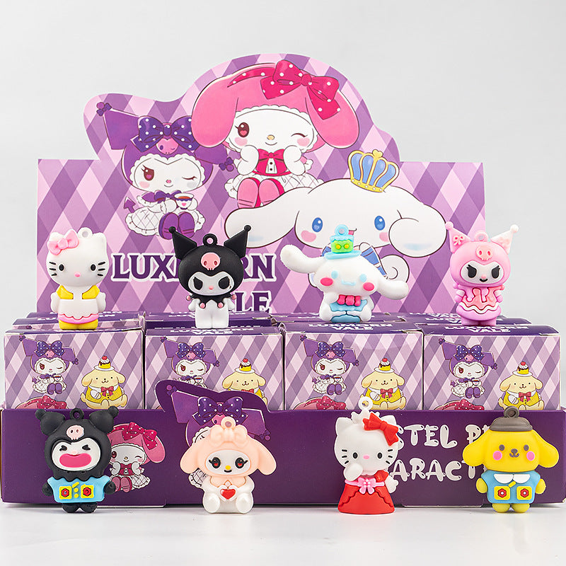 Demon Hunter Flocked Cartoon Figure Blind Box Set Collectible Surprise Desk Decor 12-Piece Pack