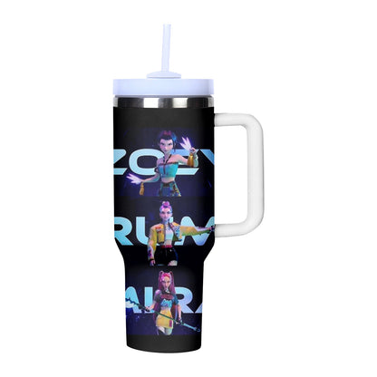KPOP Demon Hunters 40oz Insulated Tumbler with Handle and Straw Car Travel Mug Cold Stainless Steel Cup