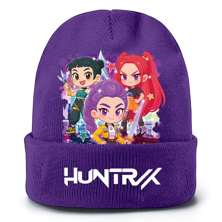 K-Pop Demon Hunters Knit Beanie Cozy Plush Lined Pull-On Hat for Spring & Winter Unisex Street Style