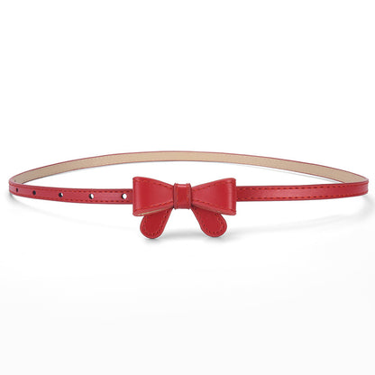 Bow Waist Belt for Girls Simple Fashion Pin Buckle Leather Belt