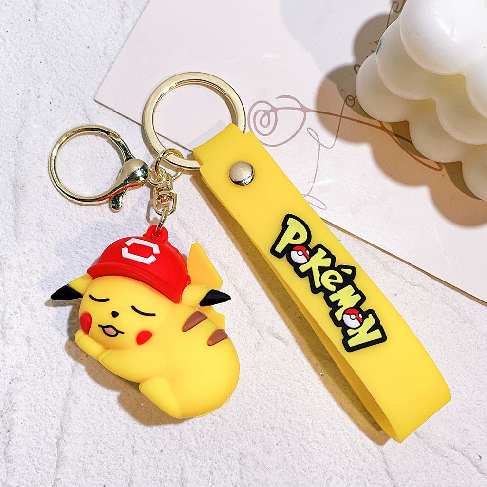 Cartoon Pikachu Silicone Keychain Figure Bag Charm Pendant