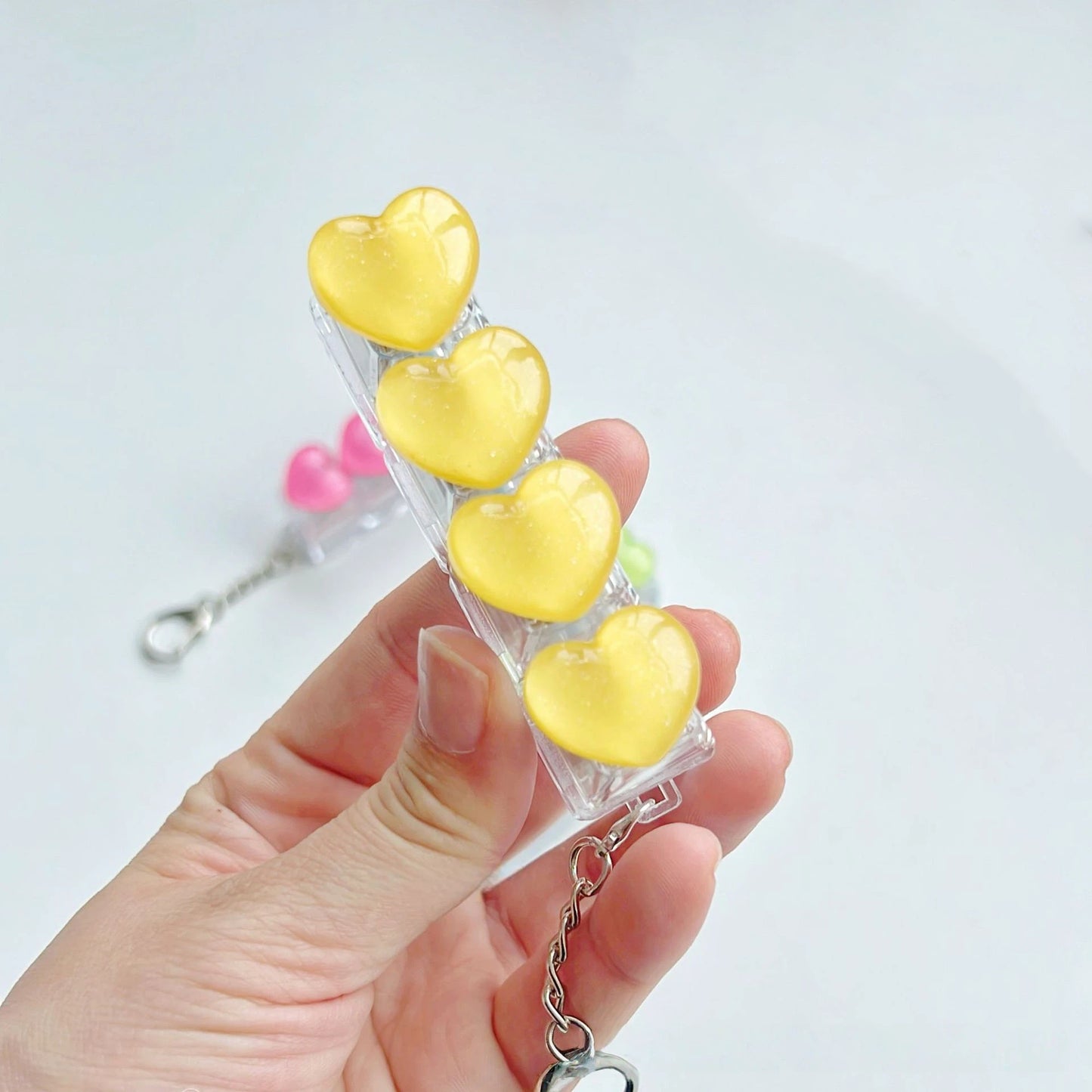 Ice-Translucent Heart Keycap Stress Relief Keychain Keyboard-Style Pendant Charm