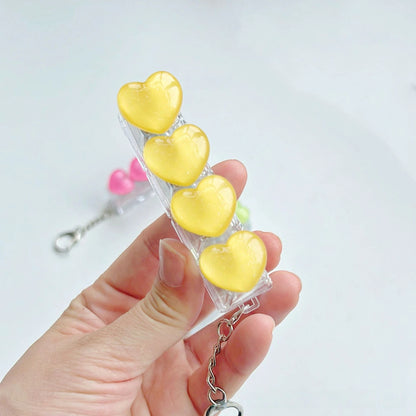 Ice-Translucent Heart Keycap Stress Relief Keychain Keyboard-Style Pendant Charm