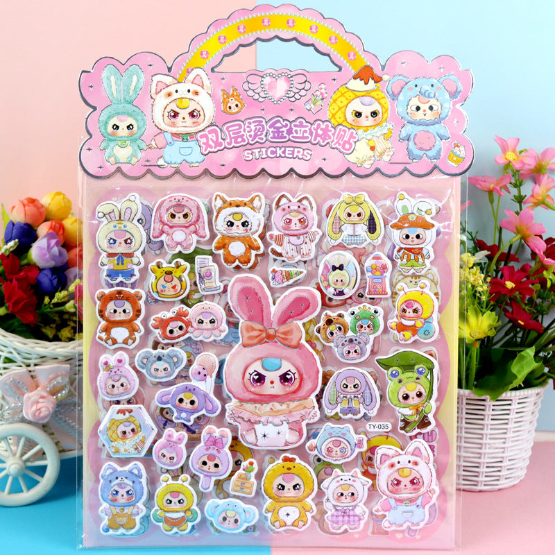 Cartoon Character 3D Puffy Stickers Kids Cartoon Layered DIY Anime Movie Merchandise Stickers