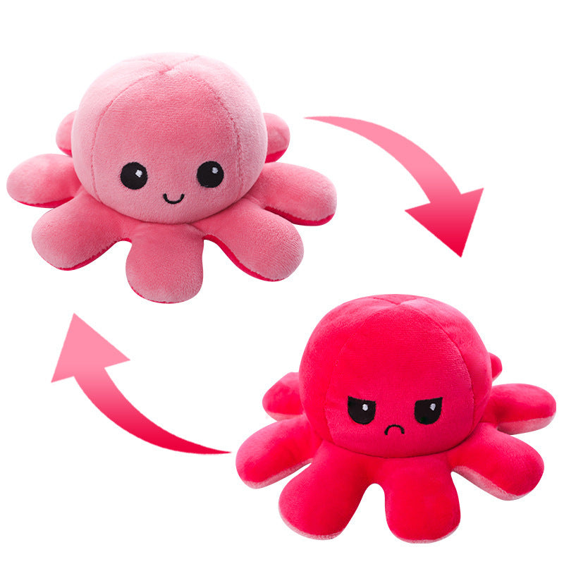 Reversible Octopus Plush Toy – Double-Sided Mood & Emotion Stuffed Animal