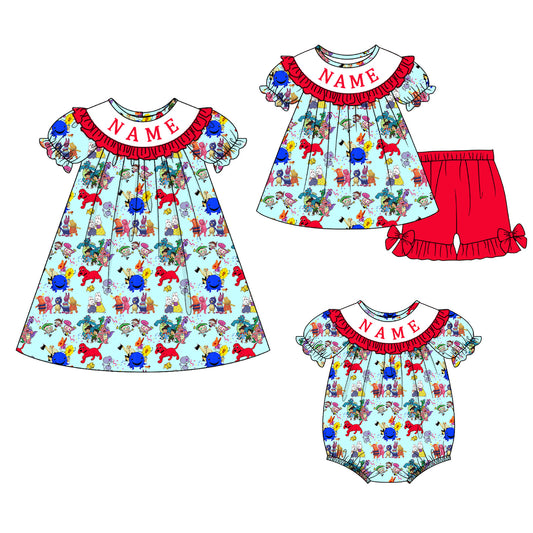 Summer Girls Animal Custom Name Smocked Embroidery Collection