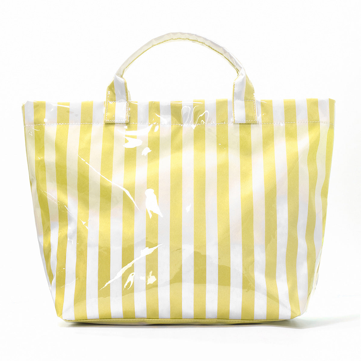 Large Striped Tote Bag – Lightweight PVC Shoulder Bag for Travel, Work & Daily Use