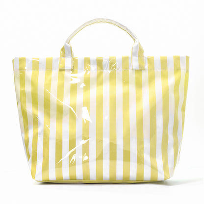 Large Striped Tote Bag – Lightweight PVC Shoulder Bag for Travel, Work & Daily Use