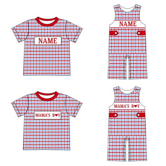 2026 Summer V-days Boys Custom Name MAMA'S BOY Smocked Collection