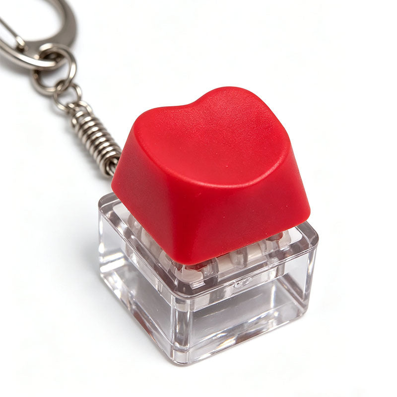 Heart Keycap Fidget Keychain Single & Double Key Clicker Keyboard Stress Relief Bag Charm