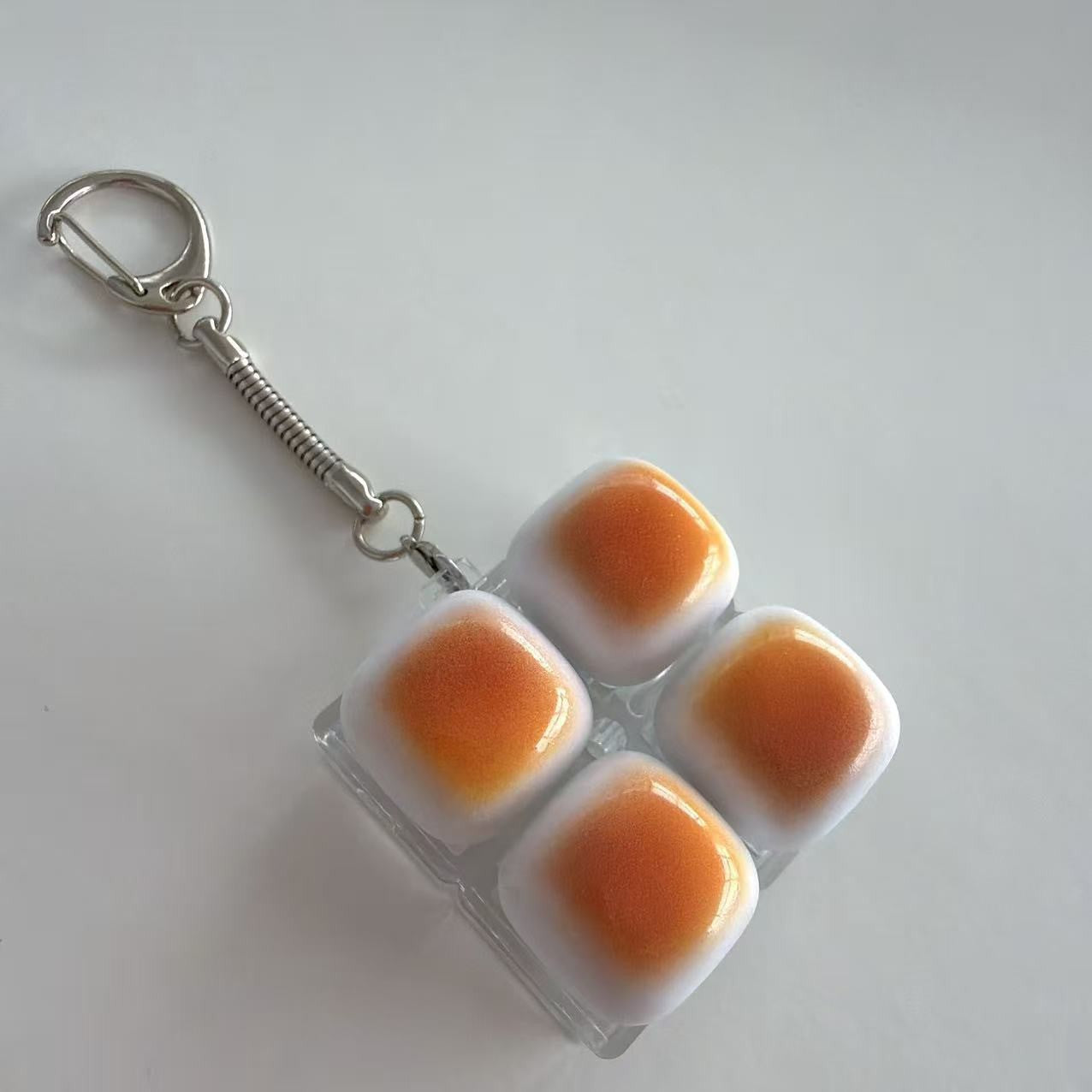Caramel Mini Toast Cube Keycap Stress Relief Keychain Squishy Keyboard Button Charm