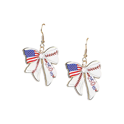 4th of July 250th Anniversary Patriotic USA Flag Acrylic Drop Earrings Holiday Jewelry
