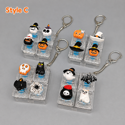 Halloween Fidget Keycap Pressing Stress Relief Keychain with Cute Holiday Charms