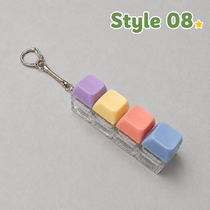 Pastel Colors Finger Press Button Cube Squishy Keyboard Keychain Stress Relief Toy