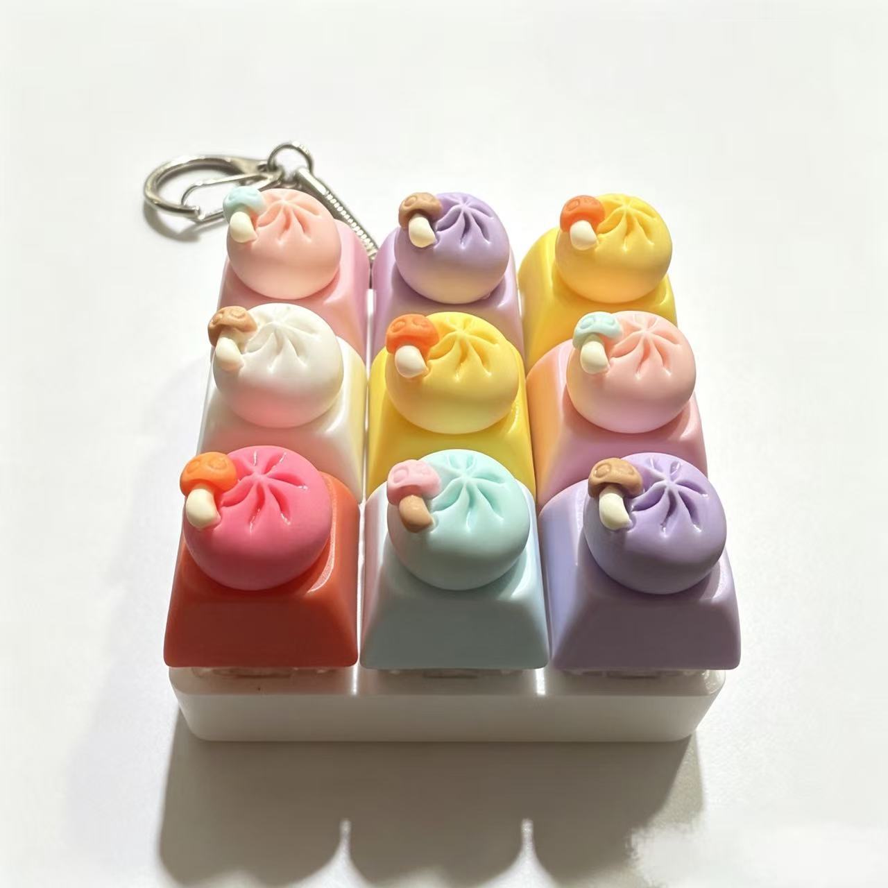 Mini Dumpling Fidget Charm Keychain Cute 3x3 Pop Fun Stress Relief Accessory