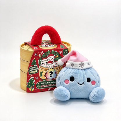 Christmas Bao Bun Plush Toys – Cute Holiday Dumpling Characters, Plush Only or with Bamboo Steamer Gift Box