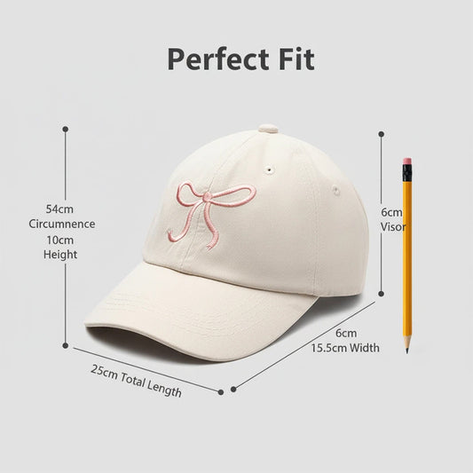 Girls Summer Bow Embroidered Outdoor Solid Baseball Cap