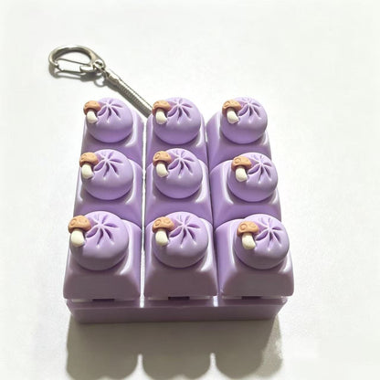 Mini Dumpling Fidget Charm Keychain Cute 3x3 Pop Fun Stress Relief Accessory