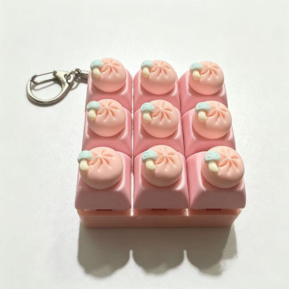 Mini Dumpling Fidget Charm Keychain Cute 3x3 Pop Fun Stress Relief Accessory