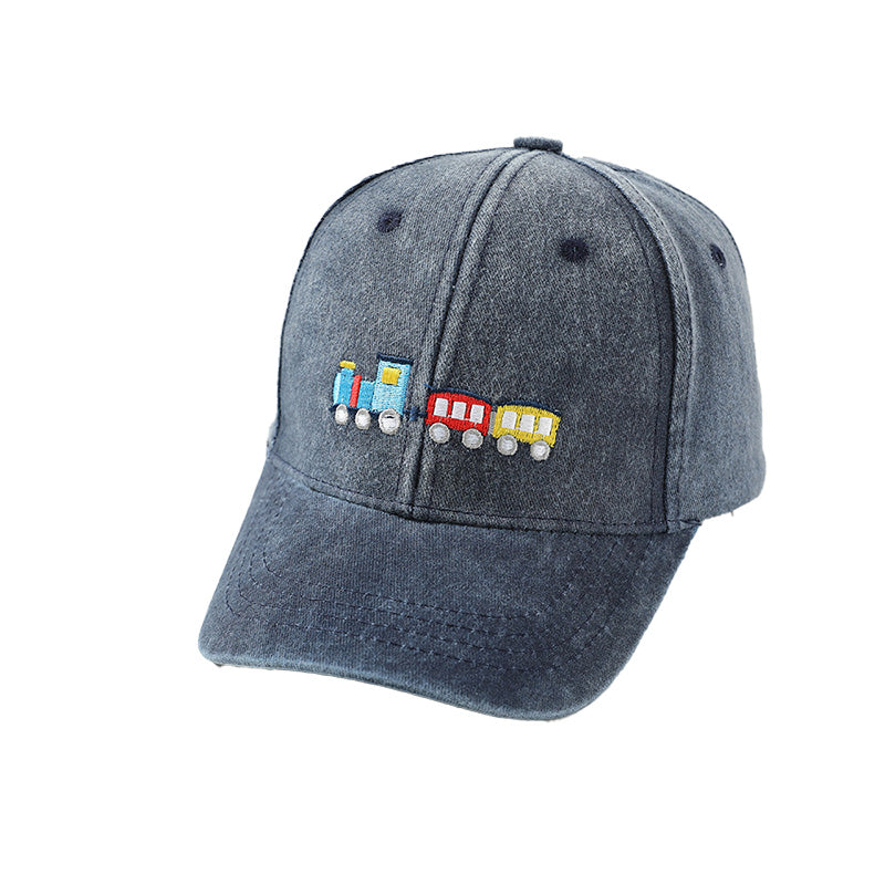 Toddler Train Embroidery Baseball Cap Soft Cotton 6 Colors