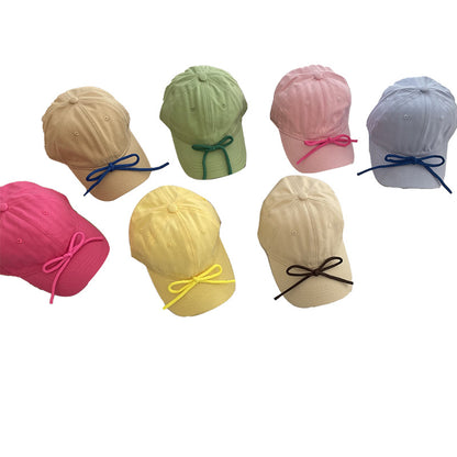 Kids Fixed Bow Baseball Cap Colorful Ribbon Sun Hat