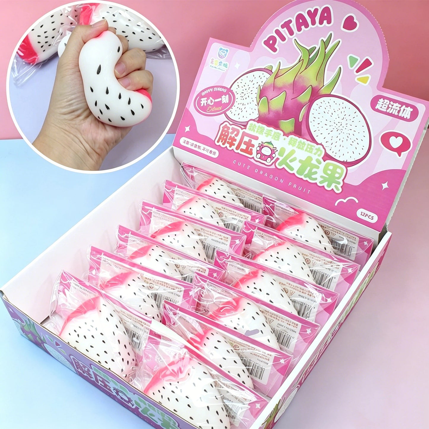 Simulation Fruit Mango Peach Dragon Fruit Squishy Slow Rising Stress Relief Squeeze Toy