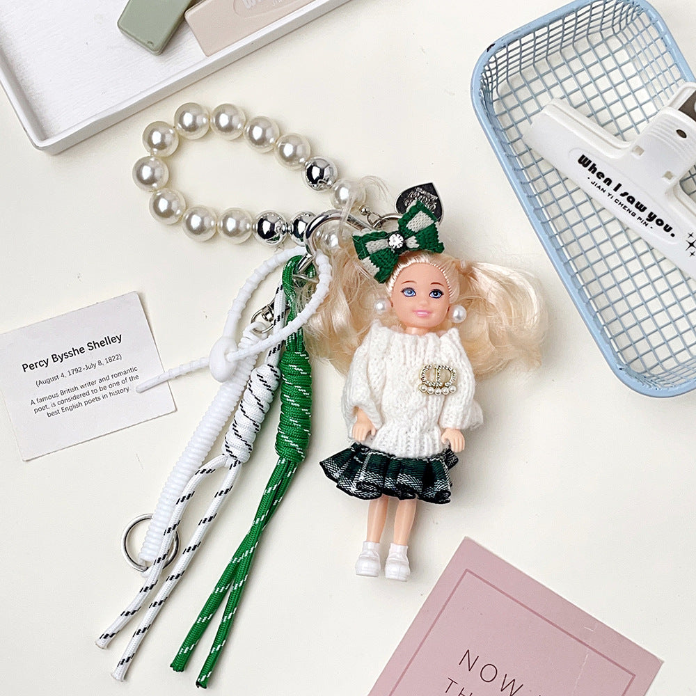 Chic Fashion Doll Keychain Cute Knitted Cartoon Doll Bag Charm Pendant Accessory