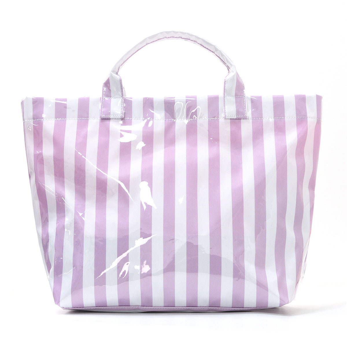 Large Striped Tote Bag – Lightweight PVC Shoulder Bag for Travel, Work & Daily Use