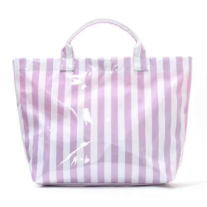 Large Striped Tote Bag – Lightweight PVC Shoulder Bag for Travel, Work & Daily Use