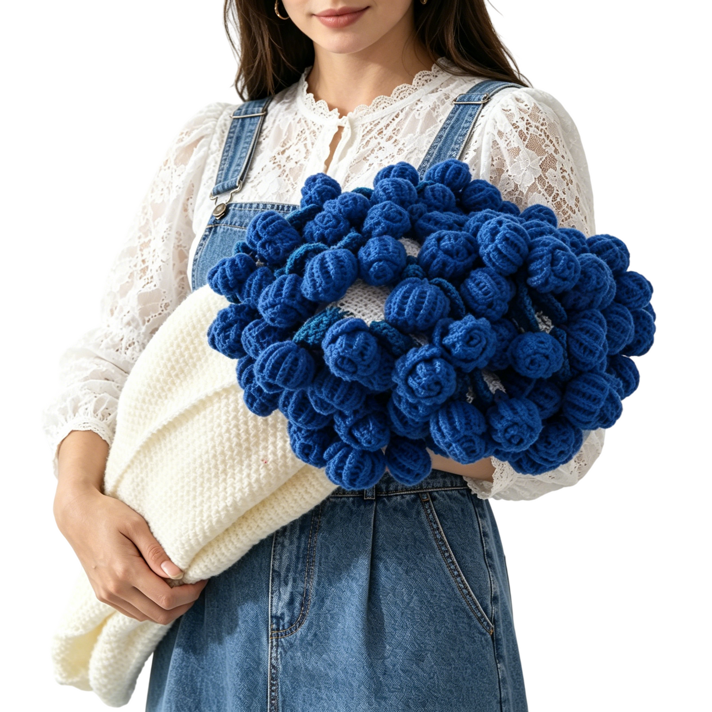 99 Roses Flower Edge Knit Throw Bouquet Style Floral Blanket