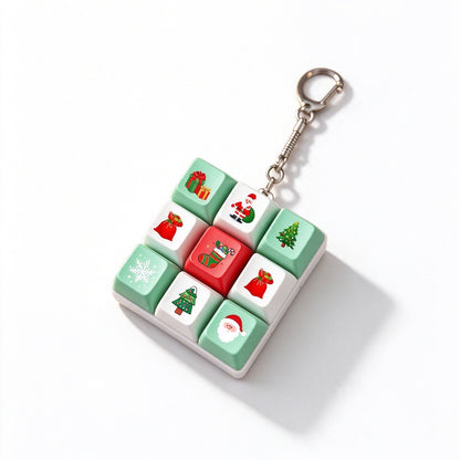 Christmas Gift Fidget Keychain Button Pressable Stress Relief Bag Charm