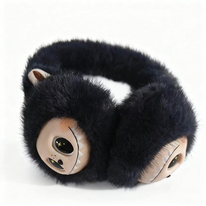 Winter Vinyl Labubu Tie Dyed Fuzzy Ear Muffs Warm Plush Earmuffs  Cozy Frost-Proof Ear Warmers