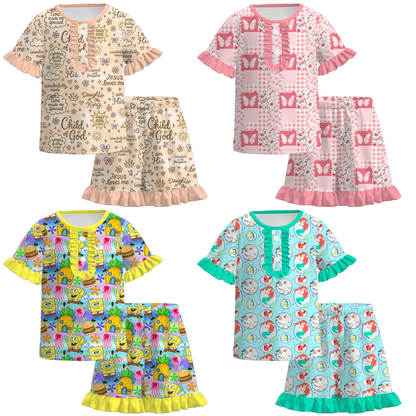 2026 Spring Summer Cartoon Character Pajamas Short Set Sleepwear