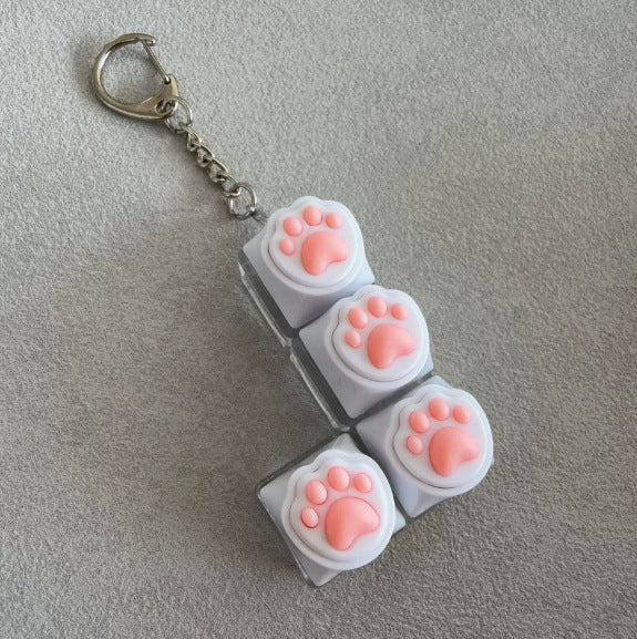 Silicone Cat Paw Keycap Stress Relief Keychain Keyboard-Style Pendant Charm