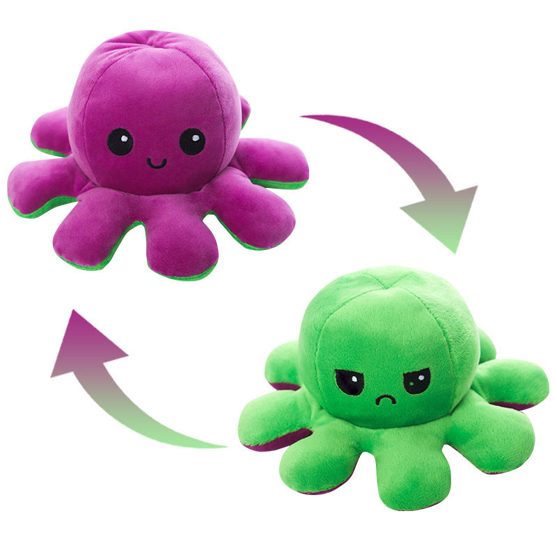 Reversible Octopus Plush Toy – Double-Sided Mood & Emotion Stuffed Animal