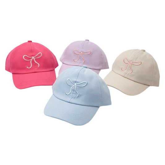Girls Summer Bow Embroidered Outdoor Solid Baseball Cap