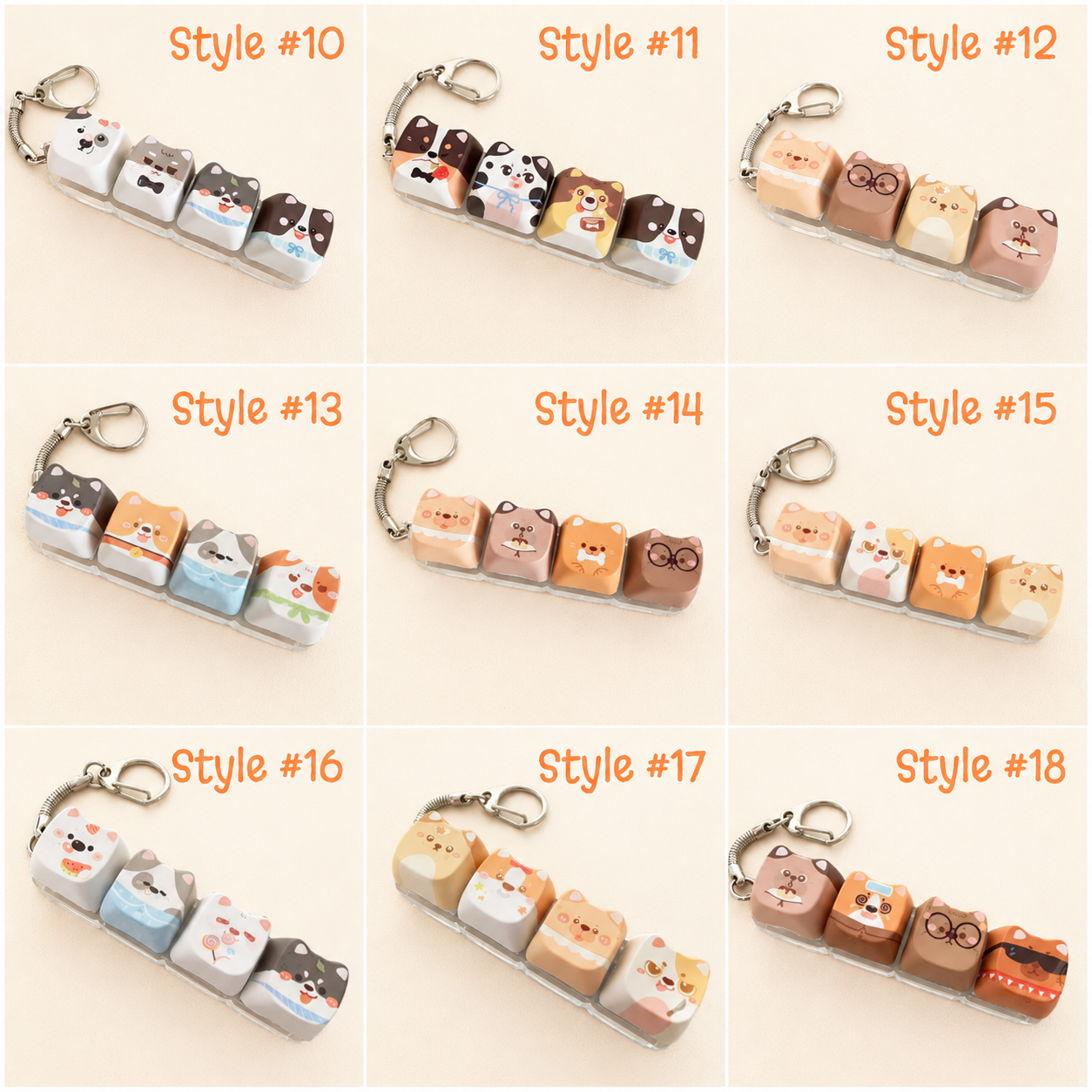 Cute Animal Dog Keycap Fidget Keychain – Pressable Bag Charm