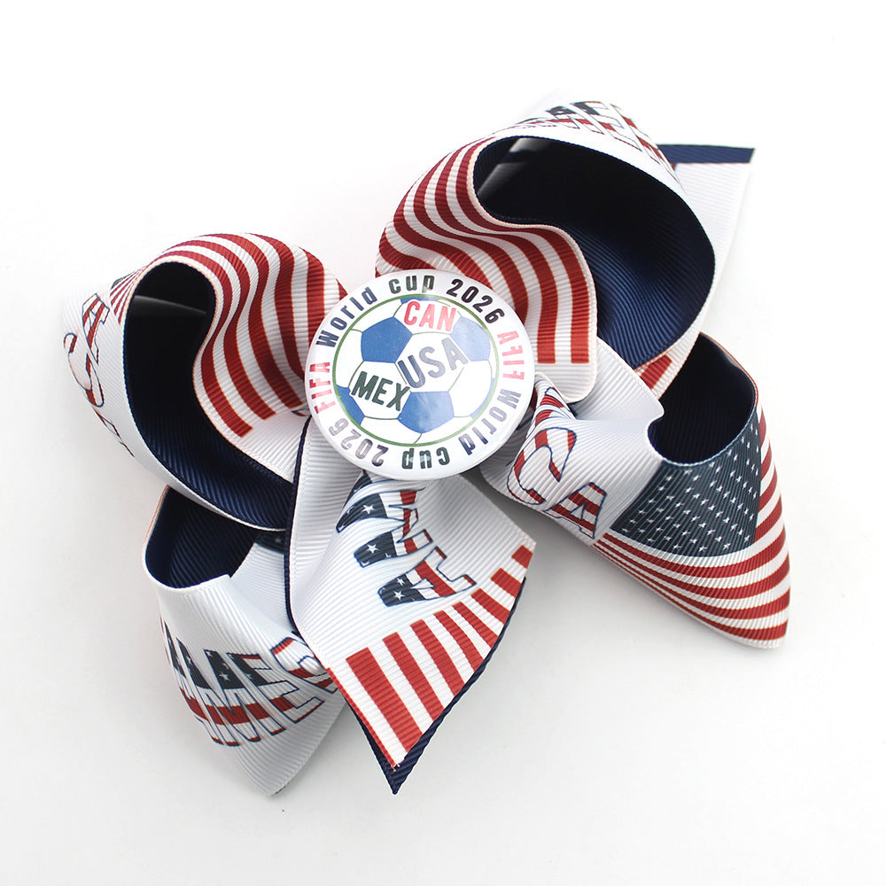 5.5-inch Double-Layer World Cup Ribbon Bow Hair Clip for USA, Canada & Mexico